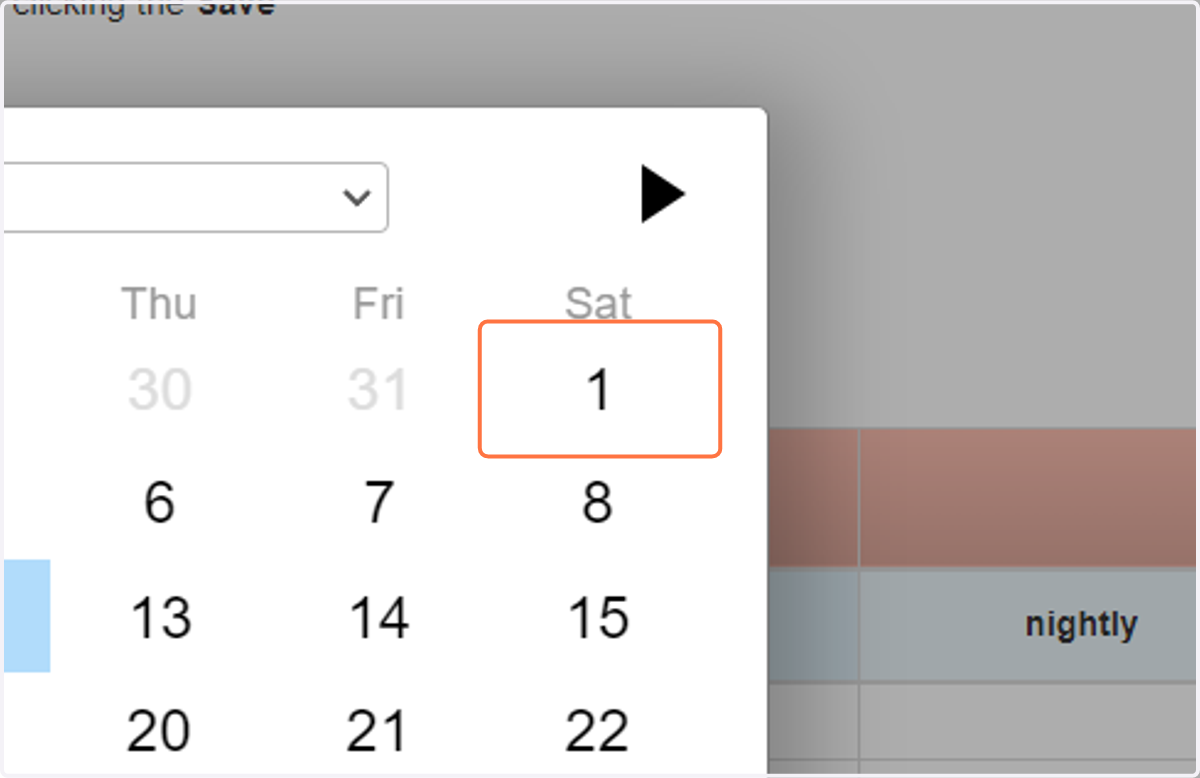 Use the calendar pop-up to select dates