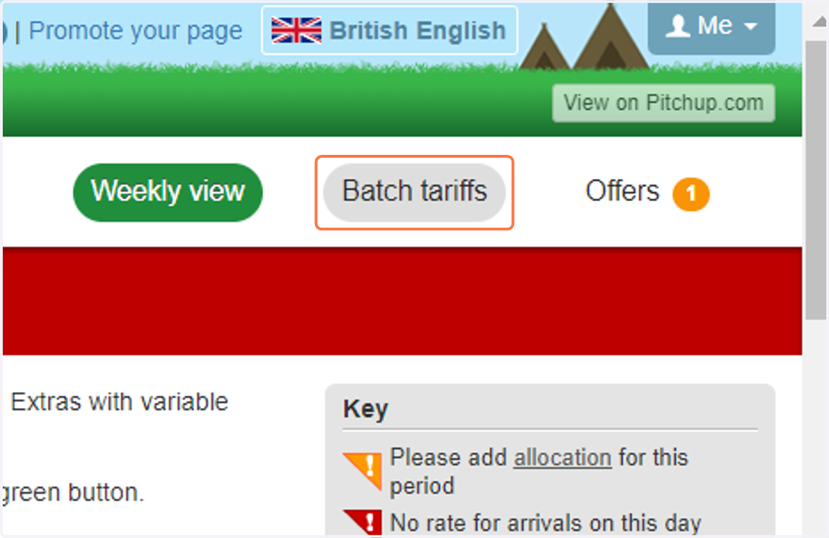 Click on 'Batch tariffs'