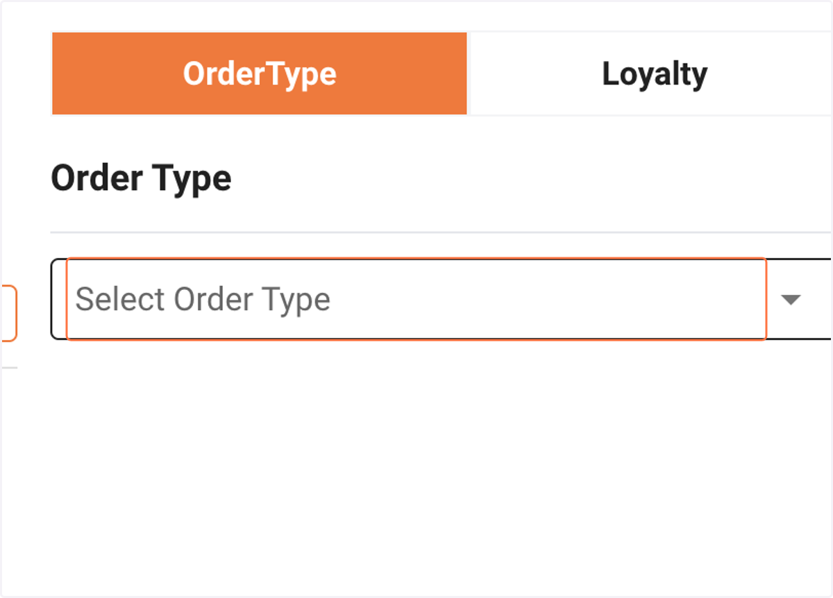 Click on Select Order Type