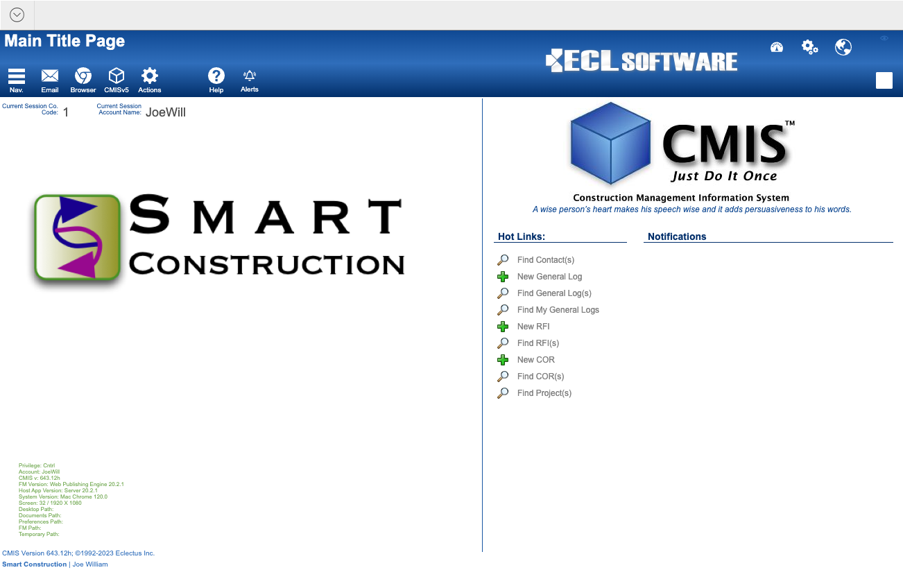 You are now logged into CMIS