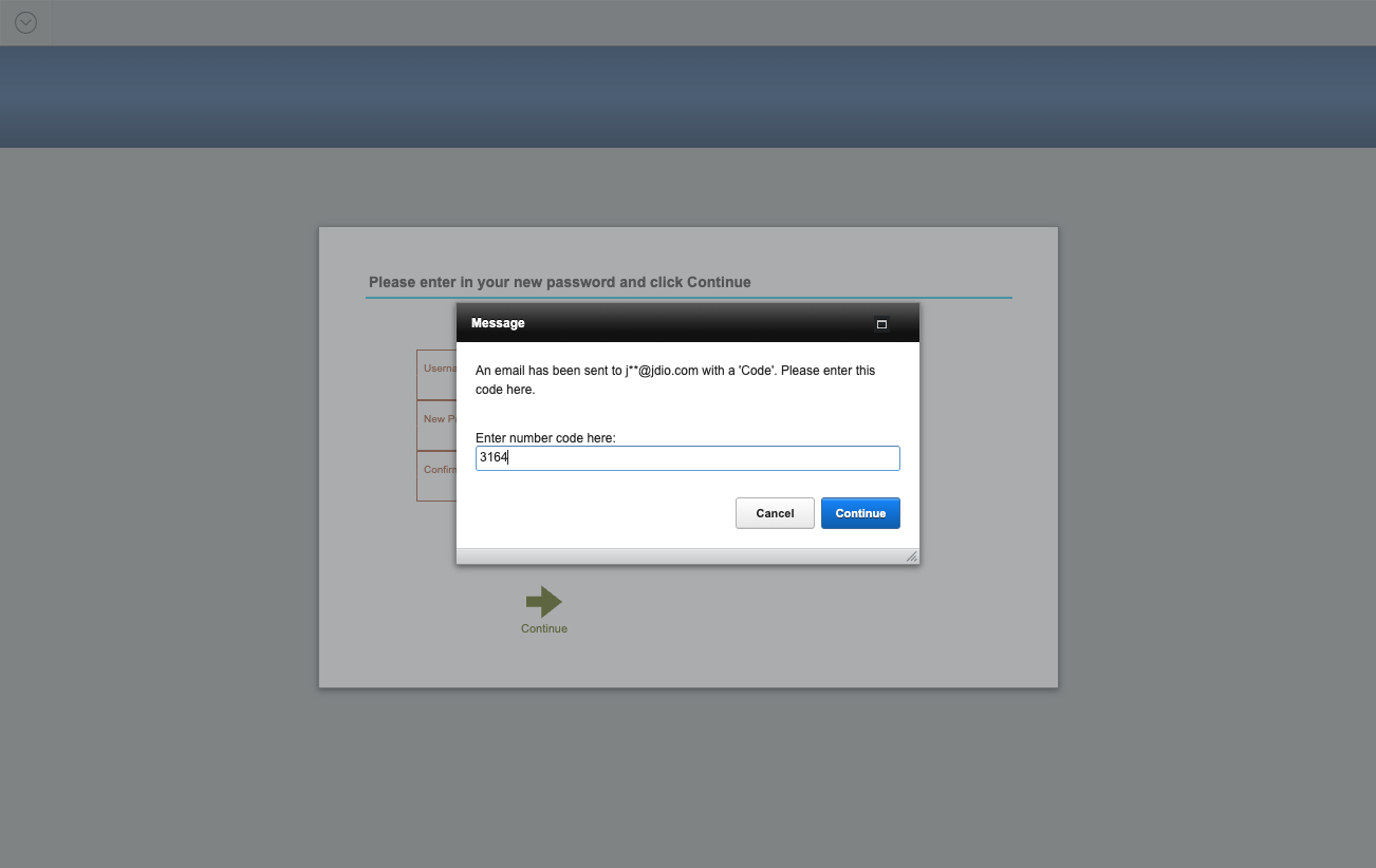 You will then receive a Code sent to your email address.