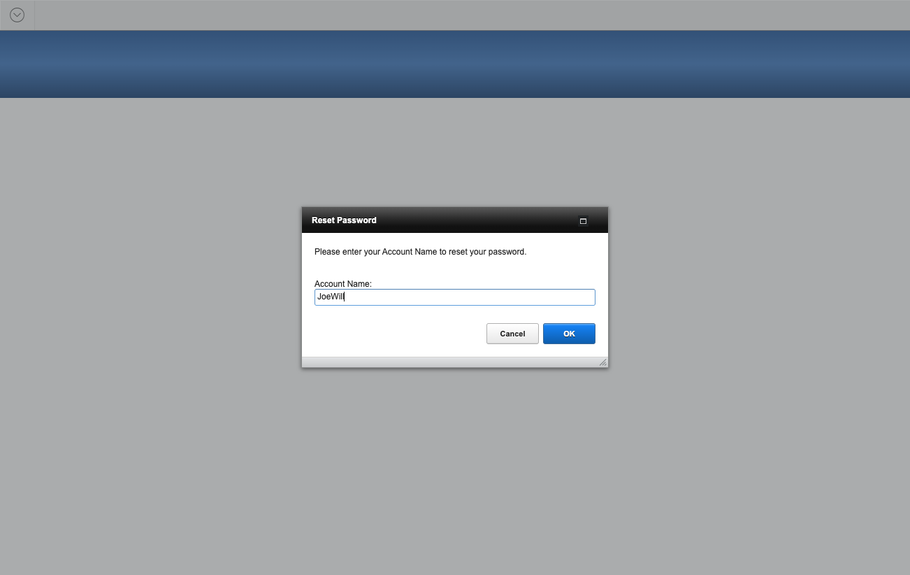 Type in your Account Name to reset your password