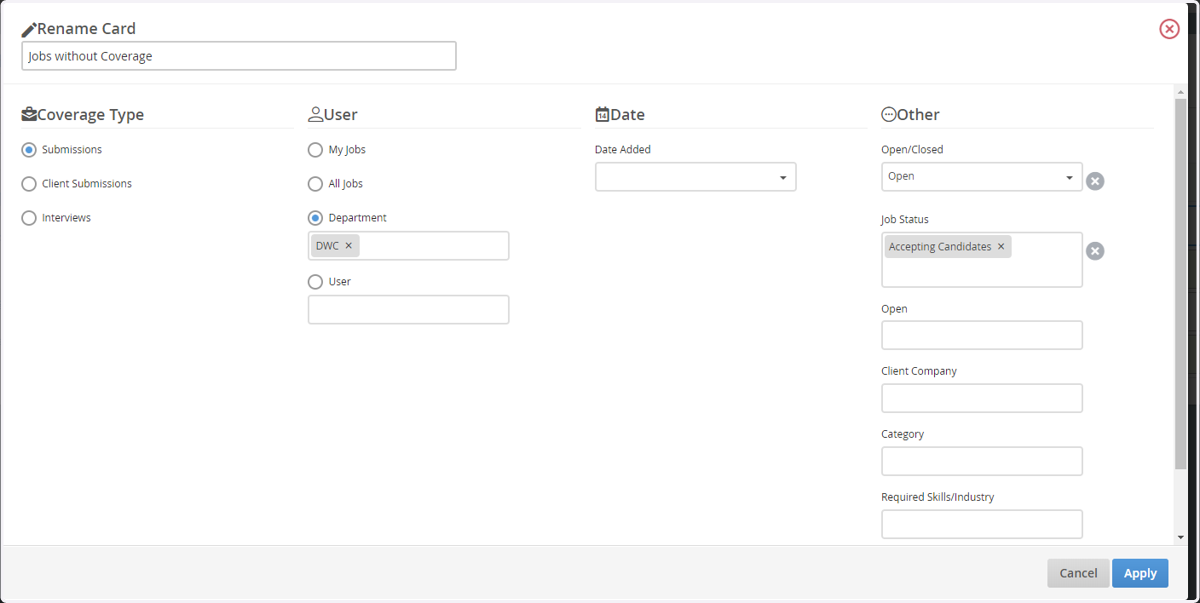 Configure "Jobs Without Coverage"