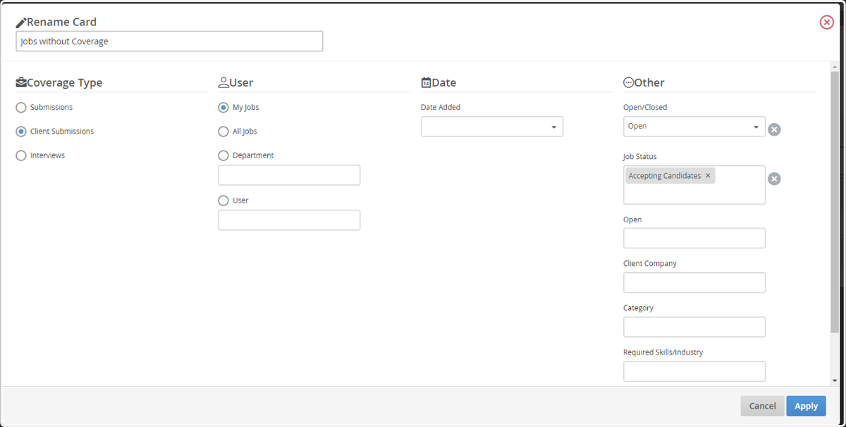 Configure "Jobs Without Coverage"