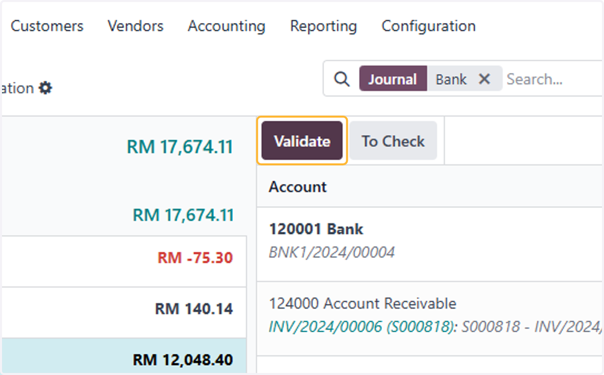 Click on Validate