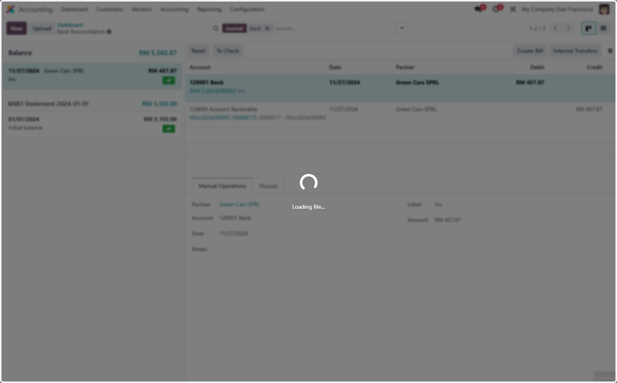 Select a file from upload menu