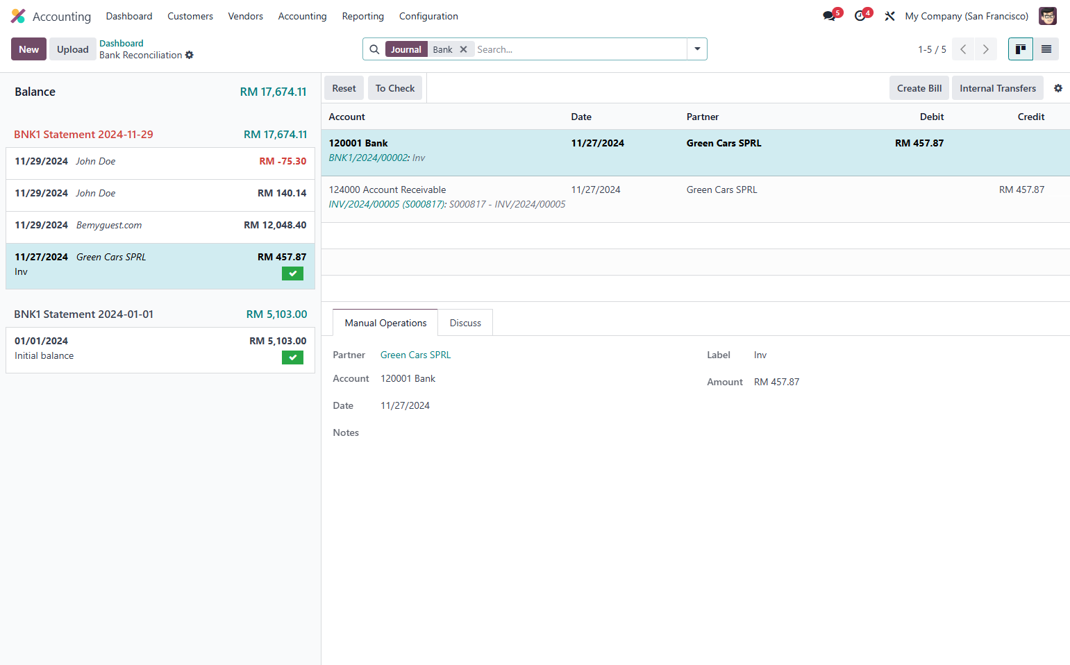 Select a transaction.