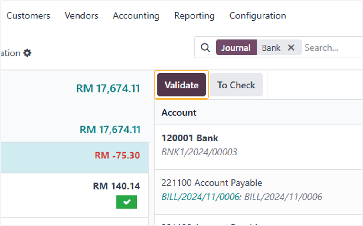 Click on Validate