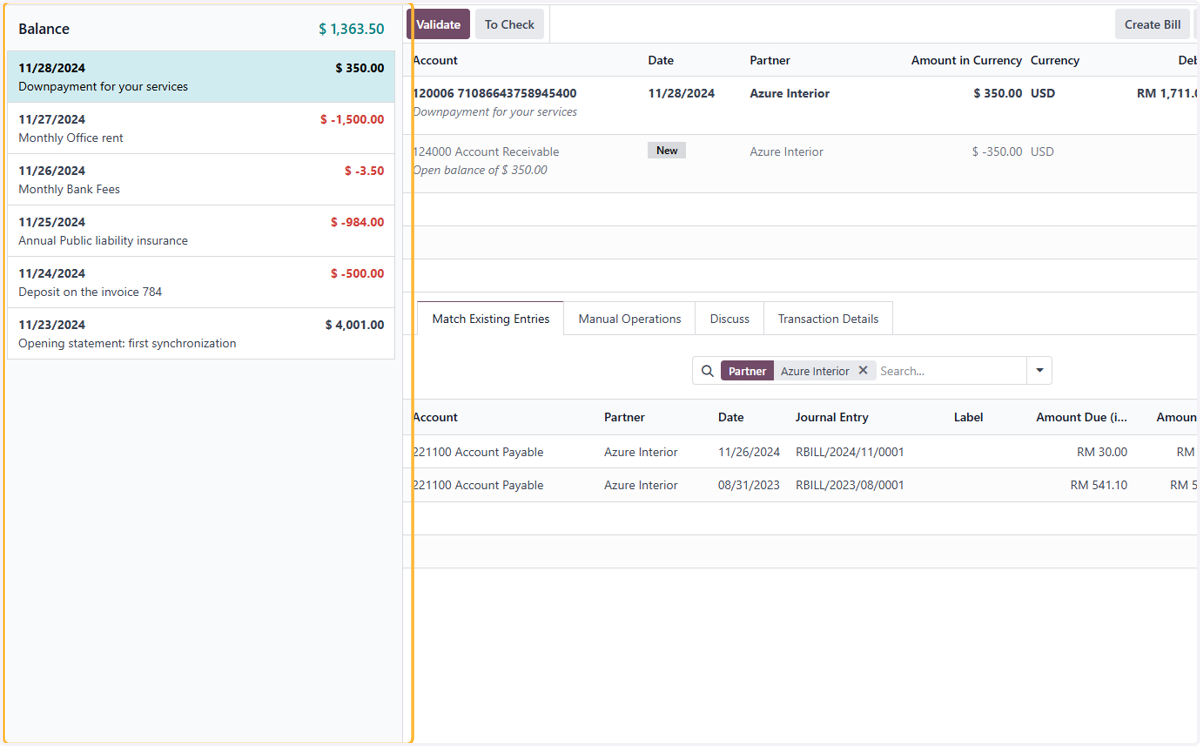 Once logged-in/synced, bank transactions will automatically be updated ready for reconcilation.