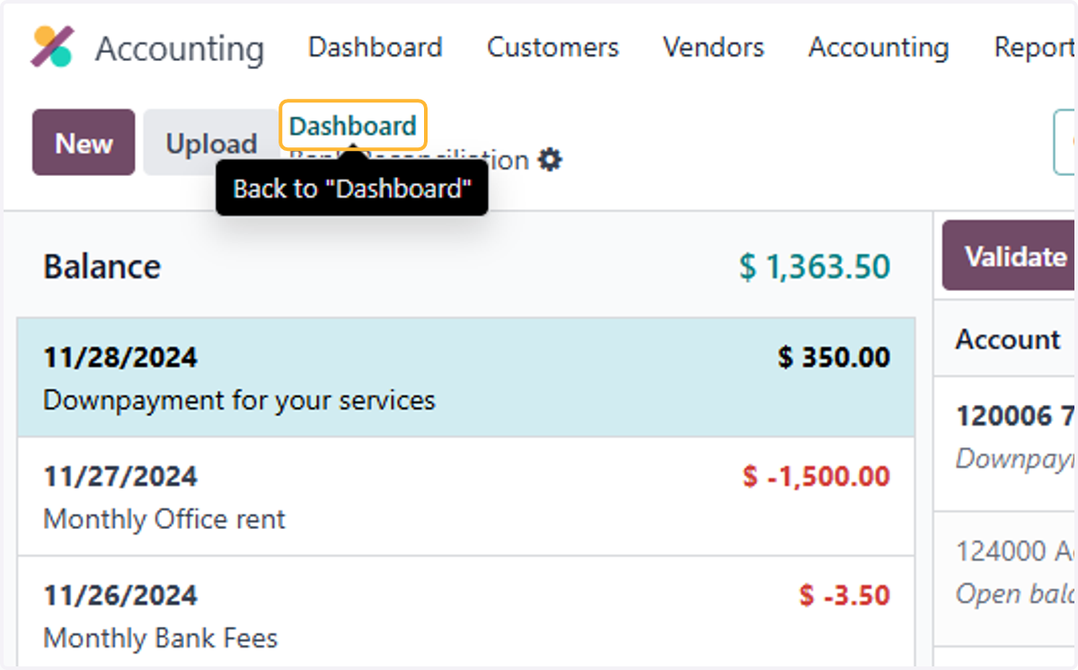 Click on Dashboard