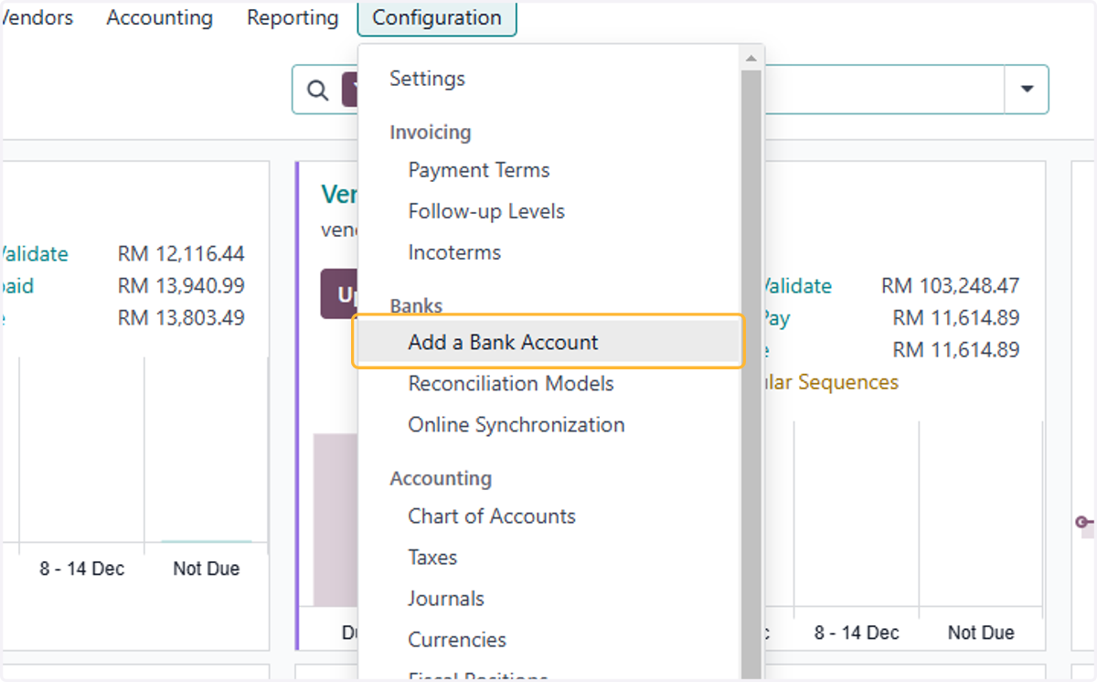 Click on Add a Bank Account