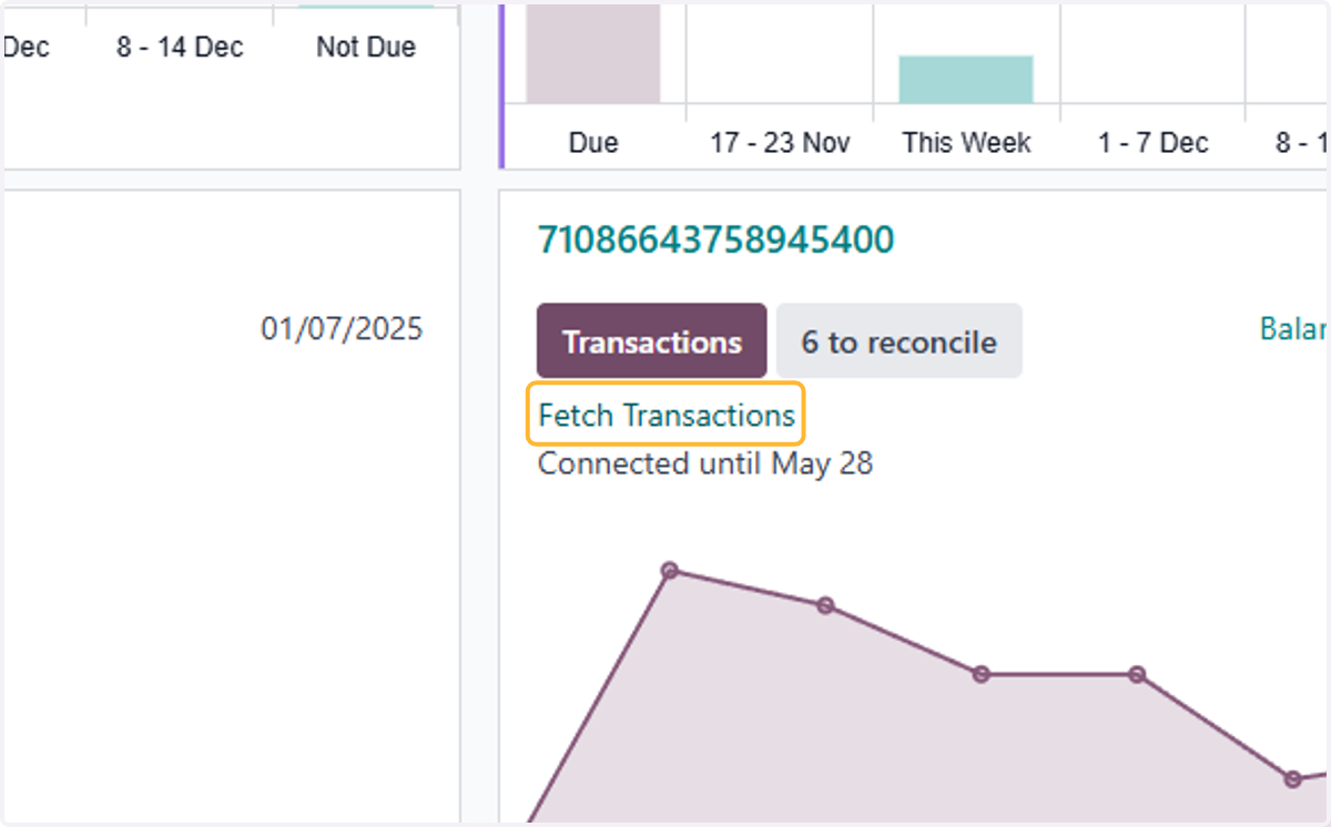 Click on Fetch Transactions to fetch & update transactions to date.