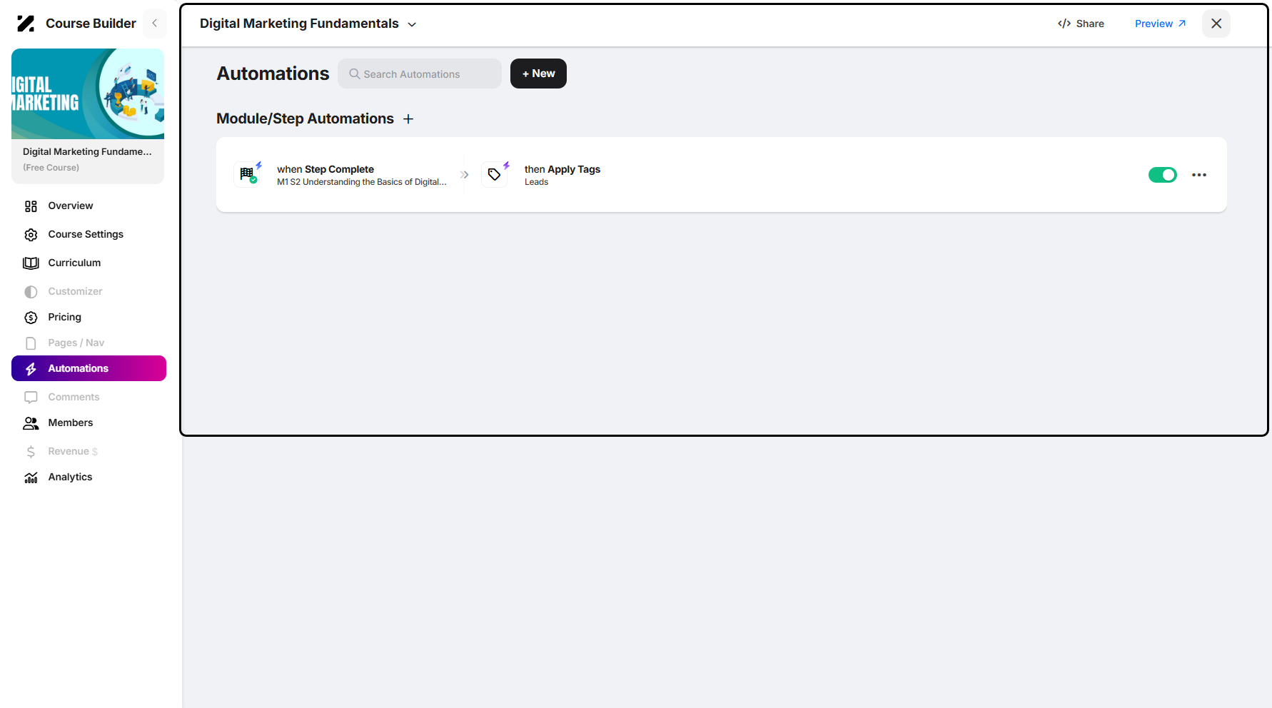 Step 7: You will then be taken to the Automations page.