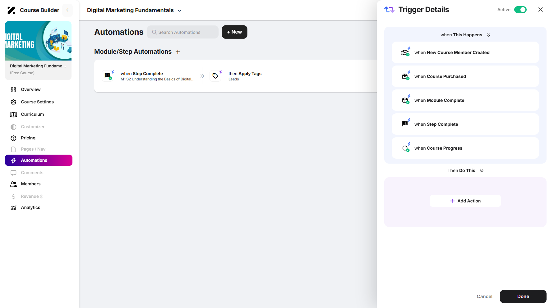 Step 10: A pop-up window will appear, prompting you to set up your trigger.