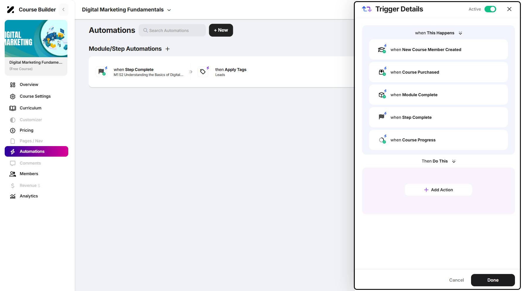 Step 10: A pop-up window will appear, prompting you to set up your trigger.