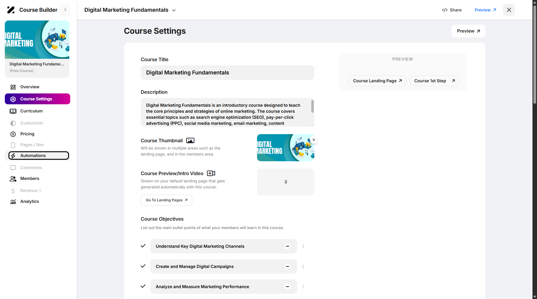 Step 6: Click on Automations to navigate.