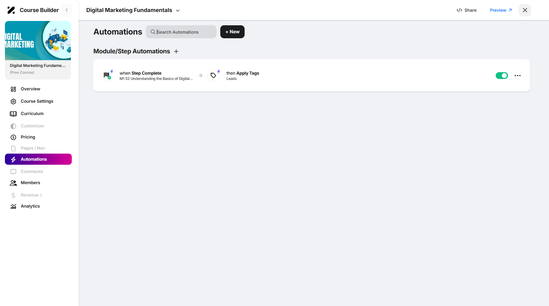 Step 8: You can search for automations using this search bar.