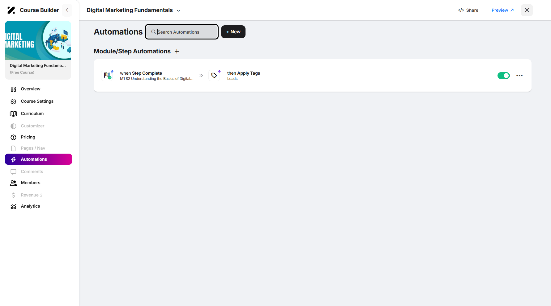 Step 8: You can search for automations using this search bar.