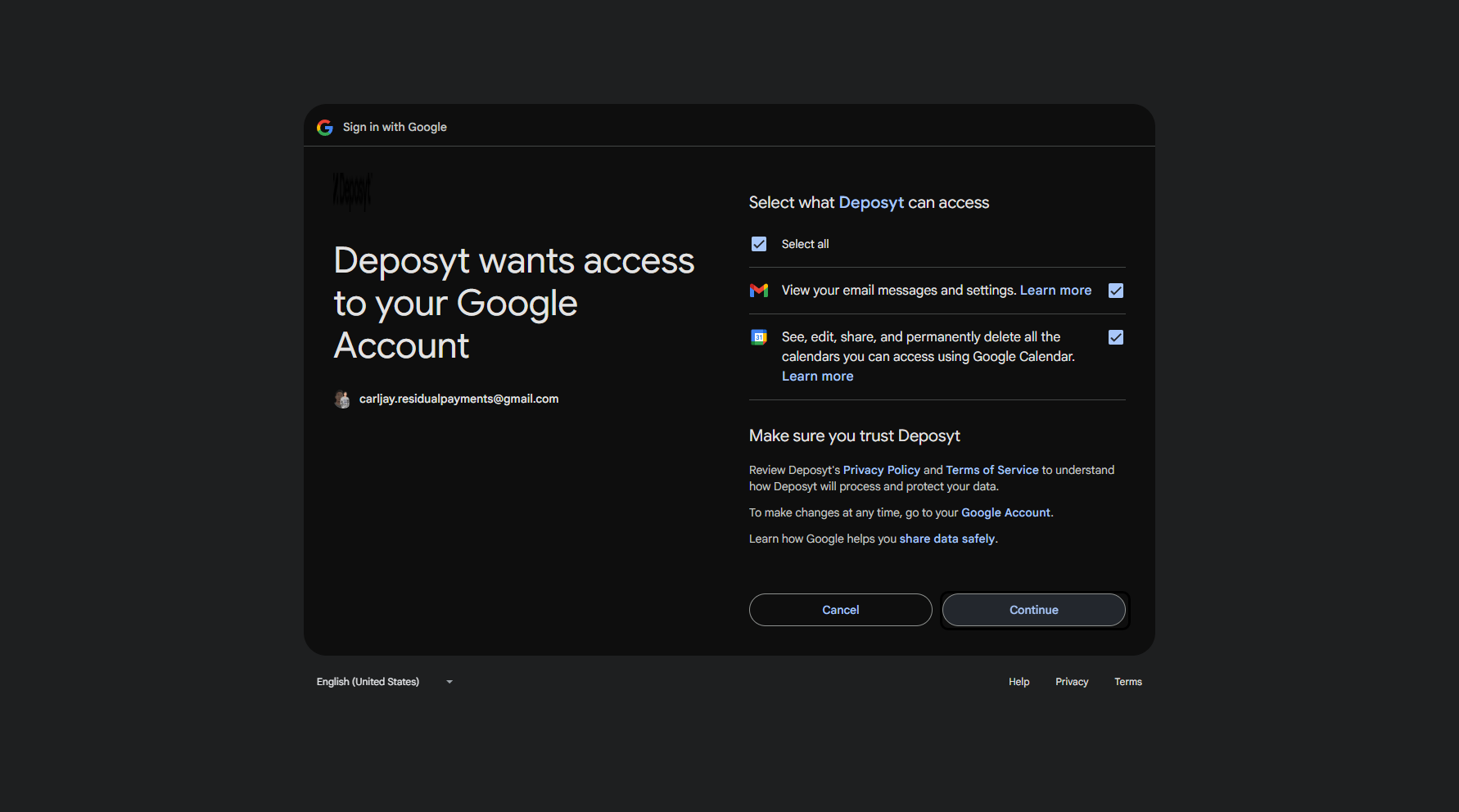 Step 8: Once selected, you can proceed by clicking Continue.