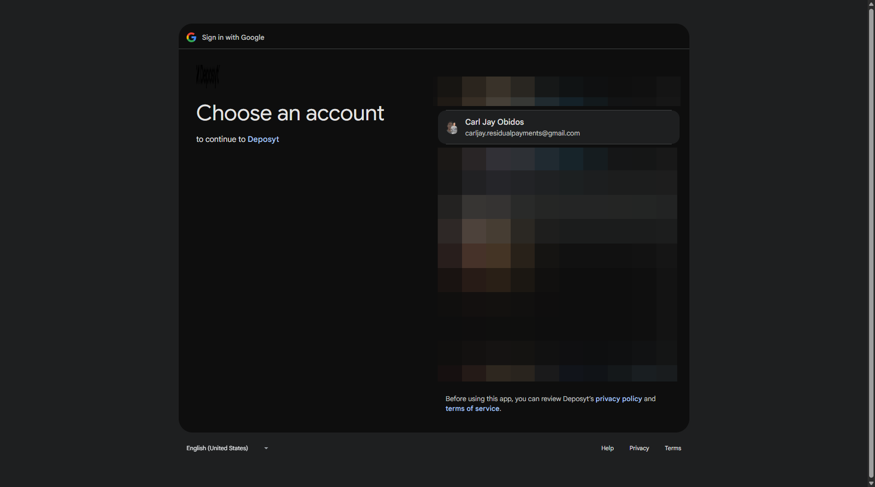 Step 5: You will then be prompted to select a Google account. Once selected, click the account to proceed.