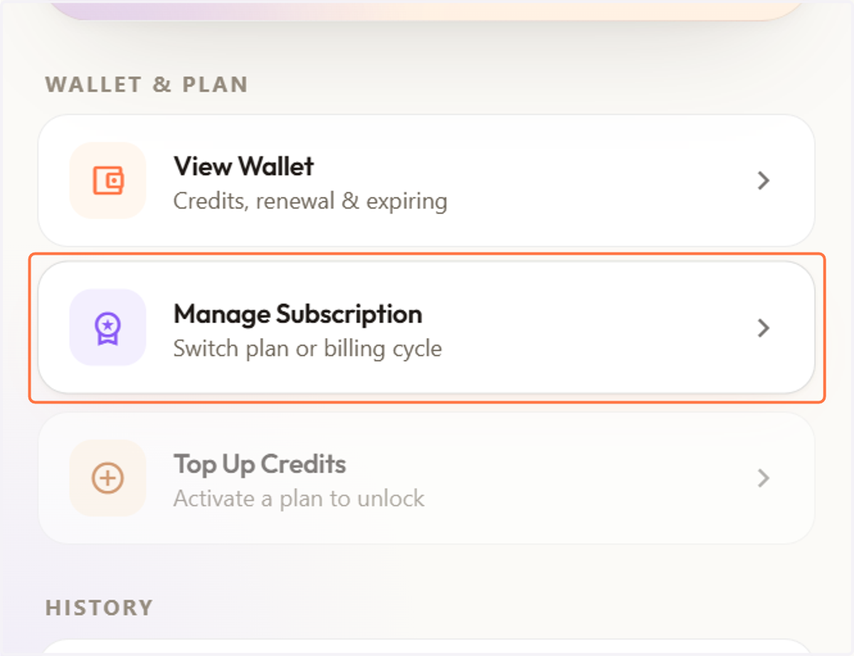 Click on Manage Subscription…