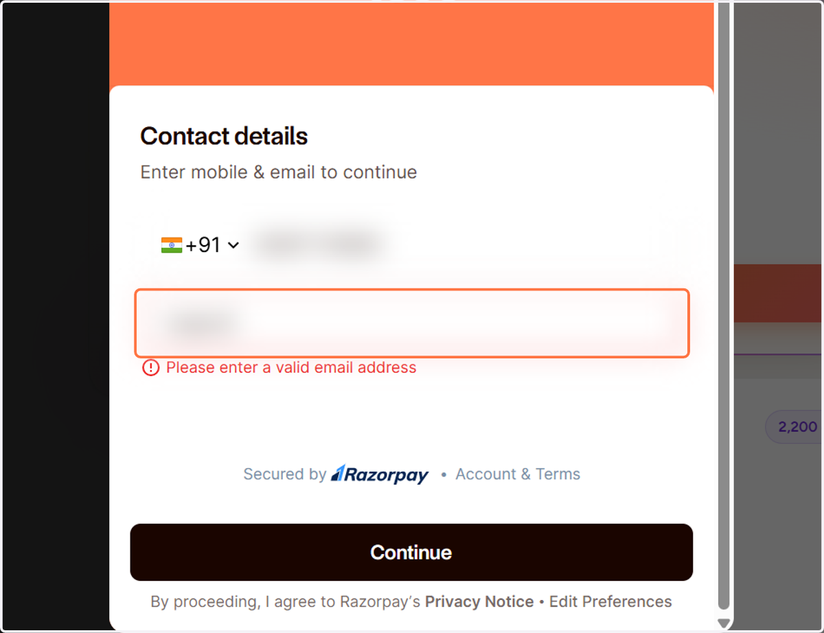 Please enter a valid email address…