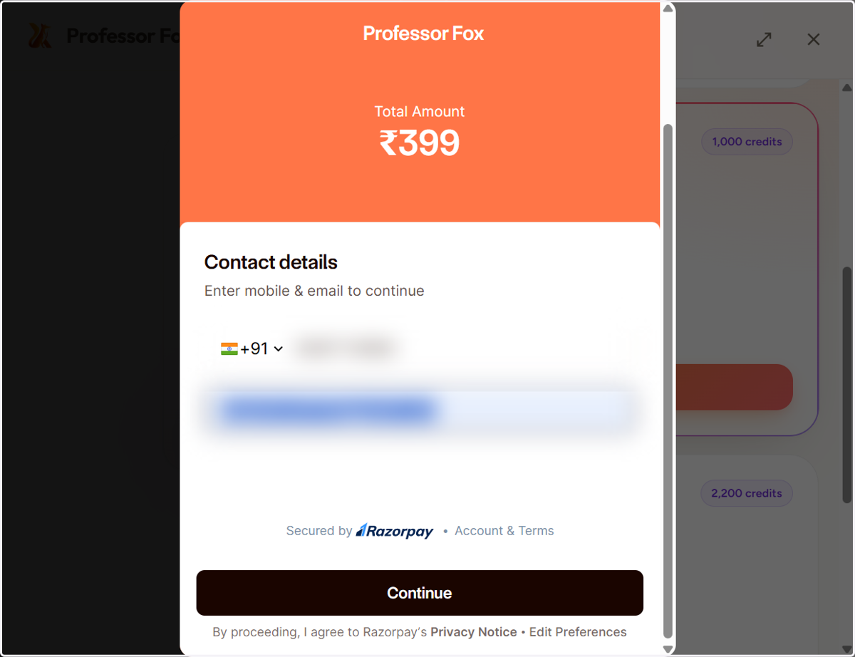 Once you click "Subscribe", the secure payment gateway will open. You may need to verify or enter your phone number before completing the payment process.