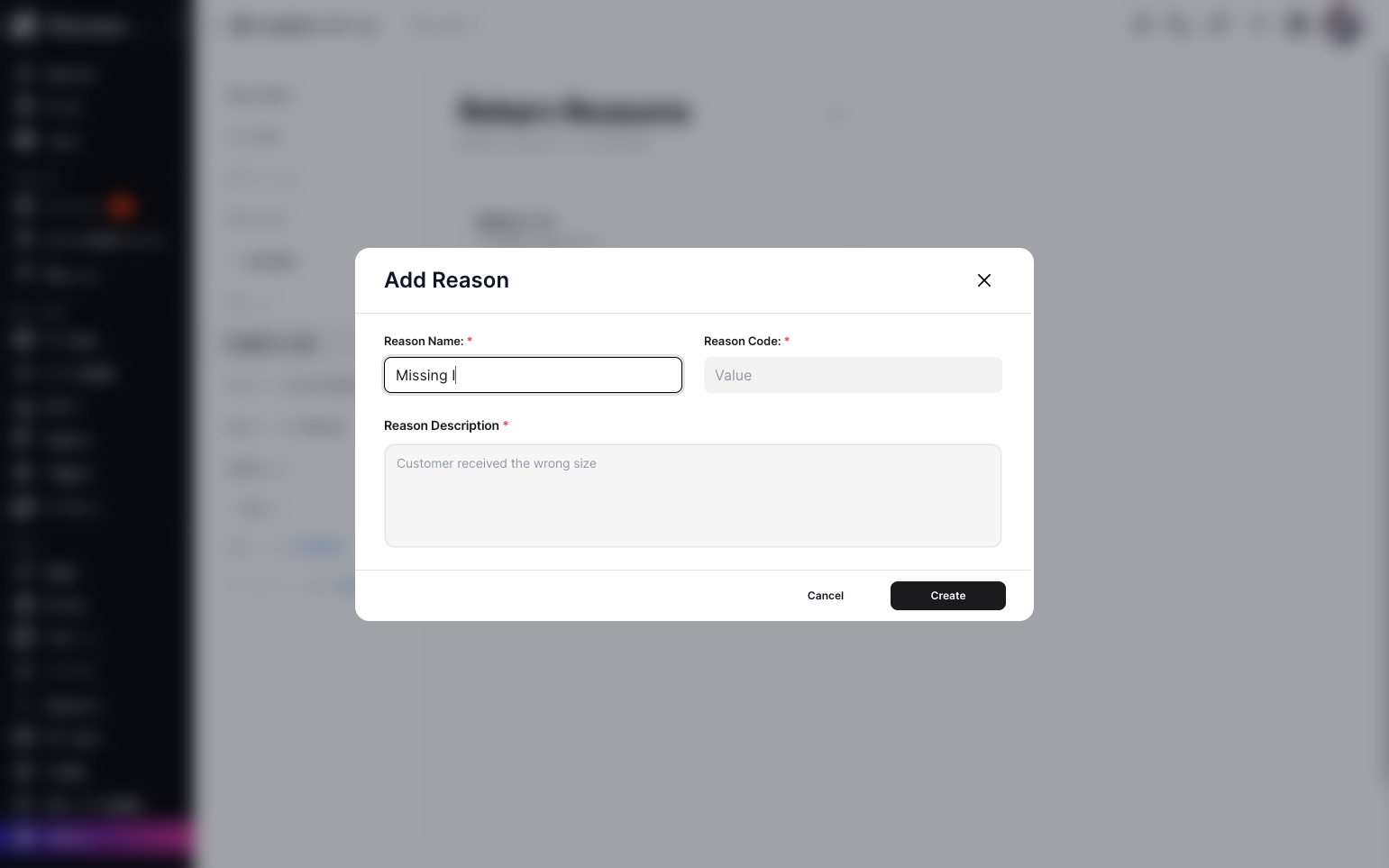 Step 8 : The same option will appear where you need to type in the reason’s name, code, and description.