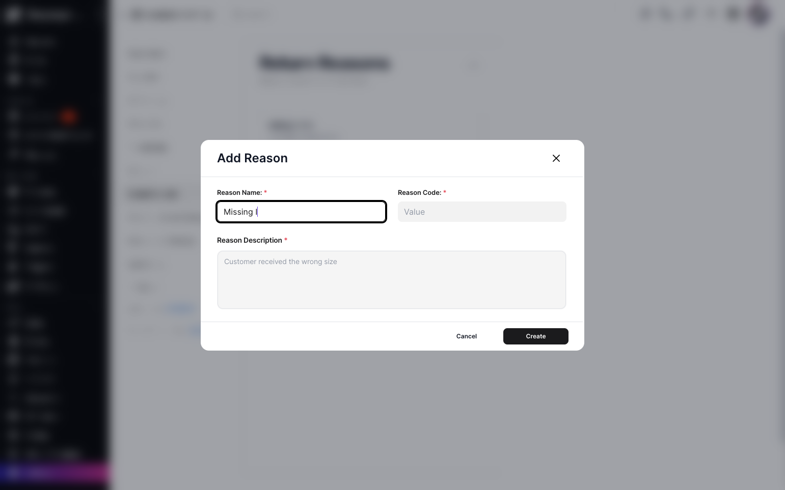 Step 8 : The same option will appear where you need to type in the reason’s name, code, and description.