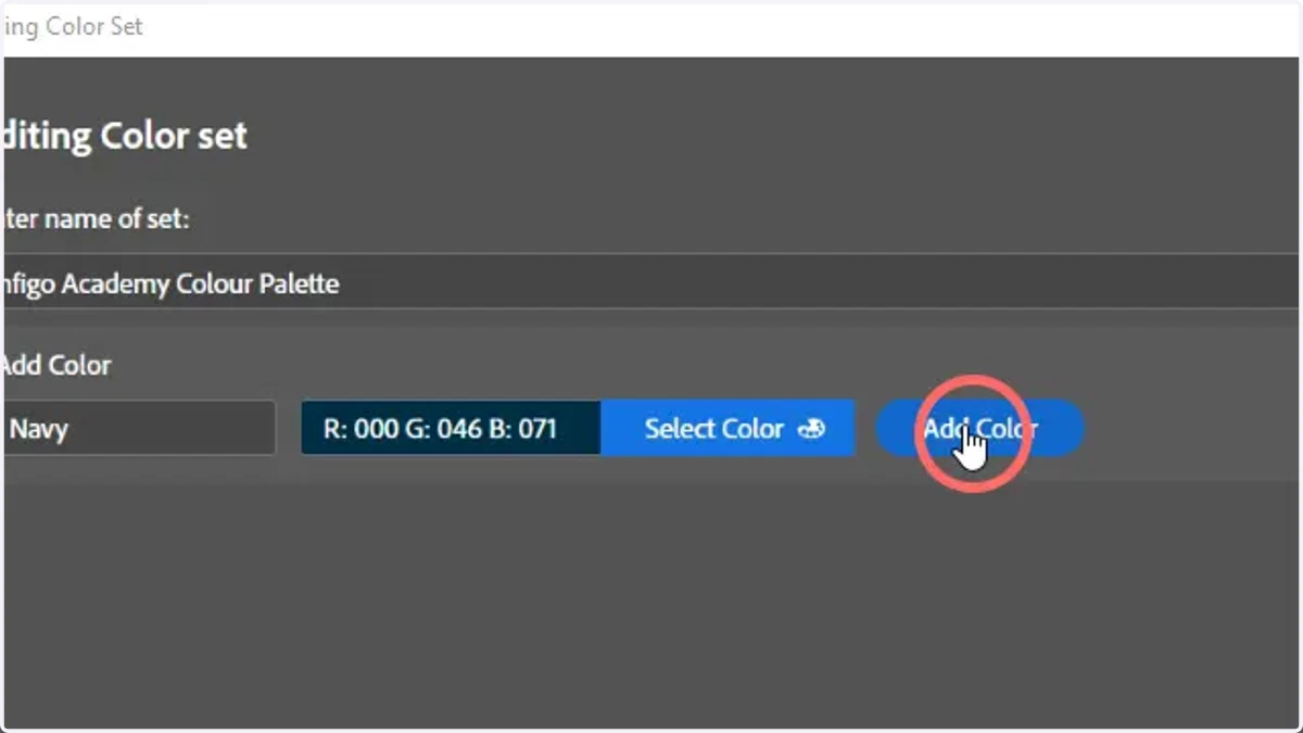 Click Add Color to add this entry to your Color Set resource