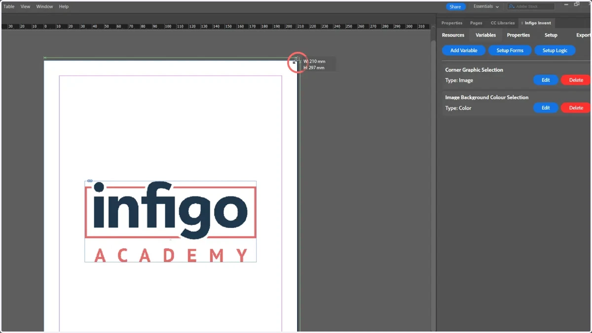 Select an image or text field for which we will amend the background colour
