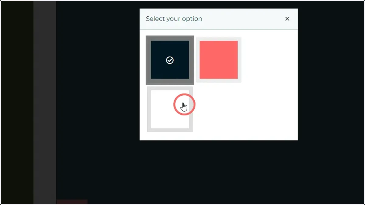 Click the colour selector to open a separate window listing available colours