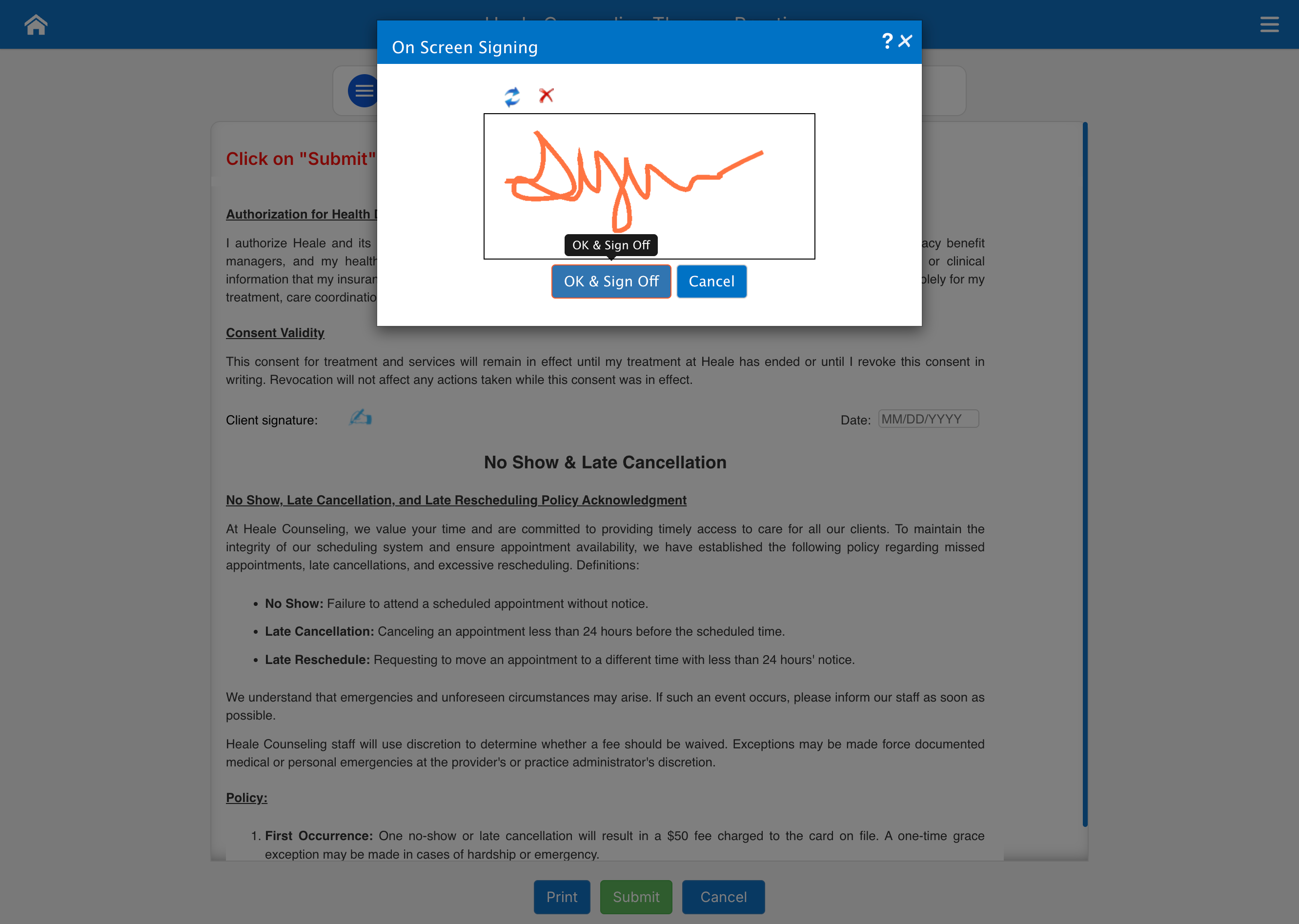Click on OK & Sign Off