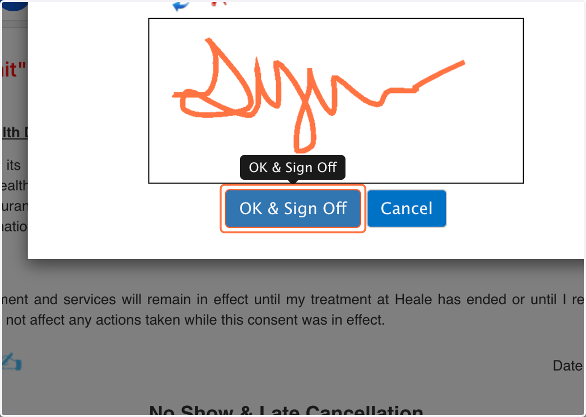 Click on OK & Sign Off