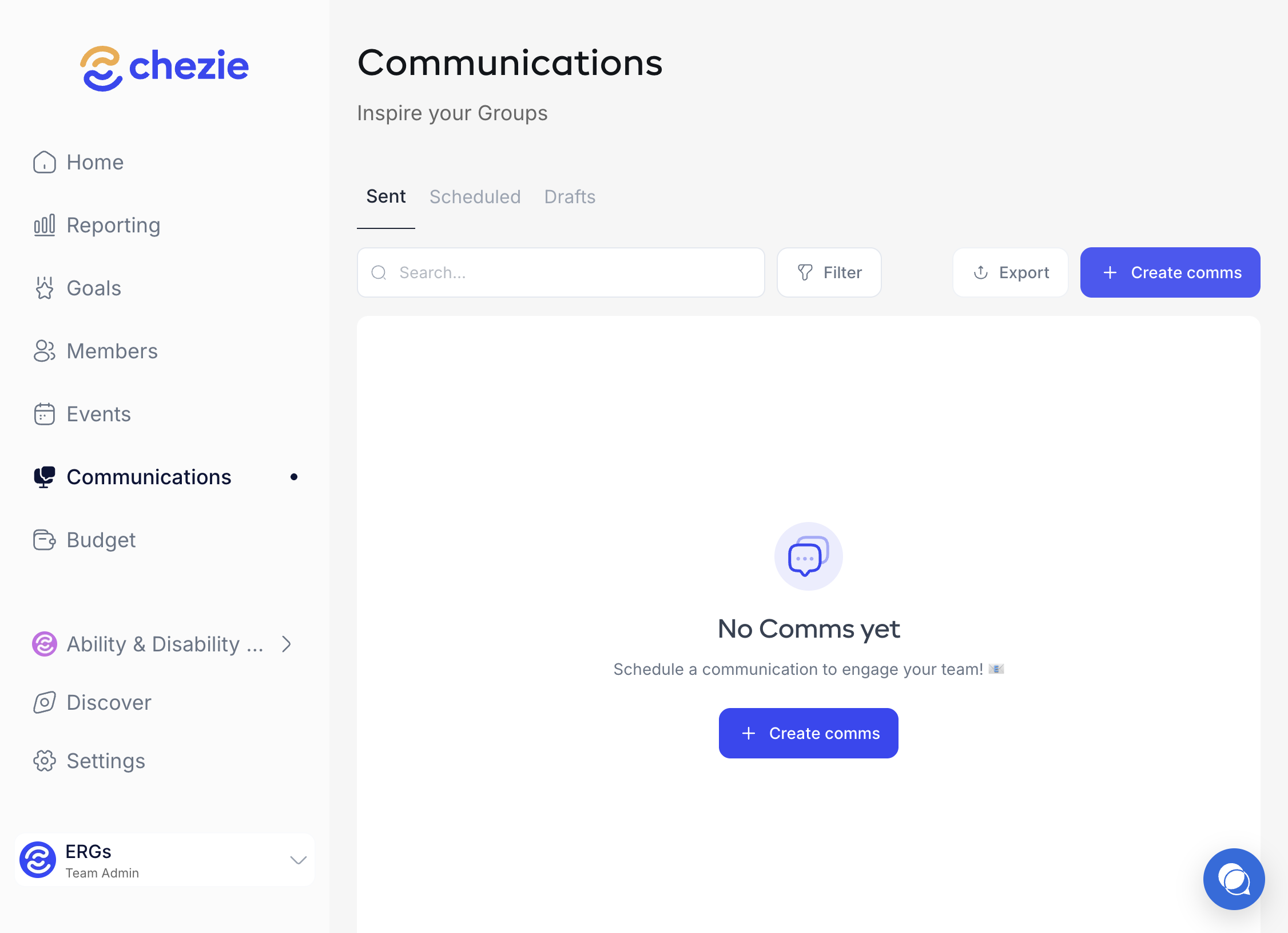 Click on Create comms