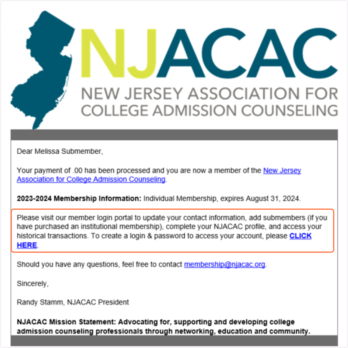 The submember that is added will receive this email to create their account