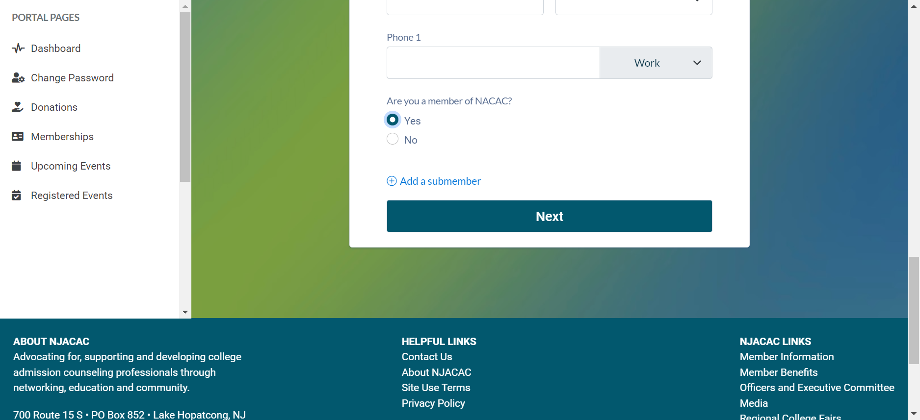 Click on Add a submember for every additional member for your institution