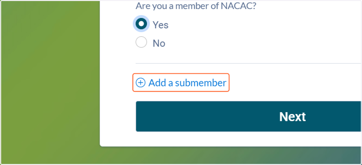 Click on Add a submember for every additional member for your institution