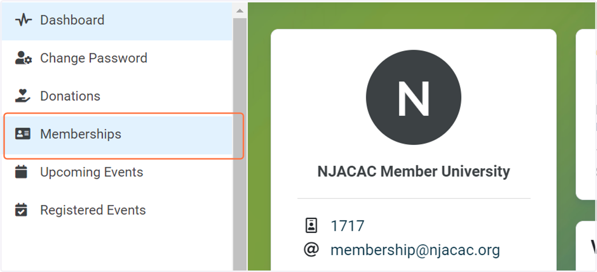 Click on Memberships