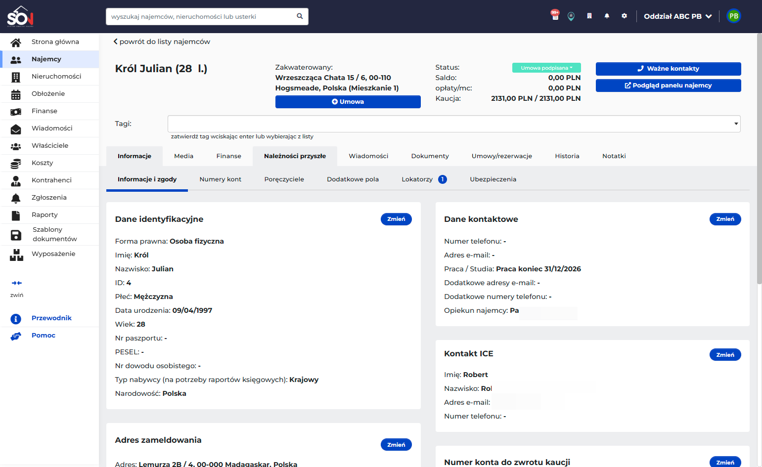 Wybierz zakładkę Należności przyszłe