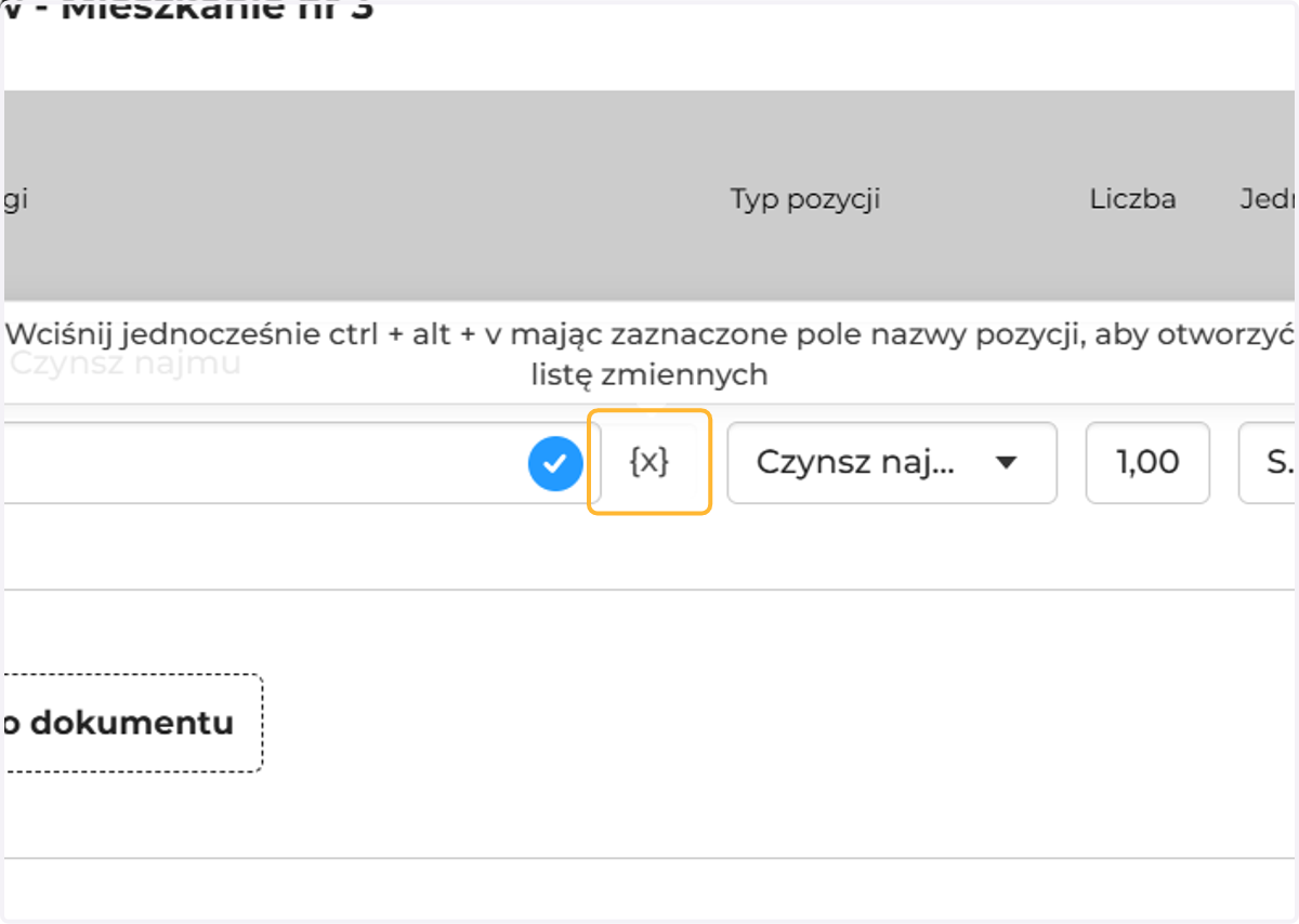 Wybierając {X}, możesz dodać dodatkowe opcje w opisie