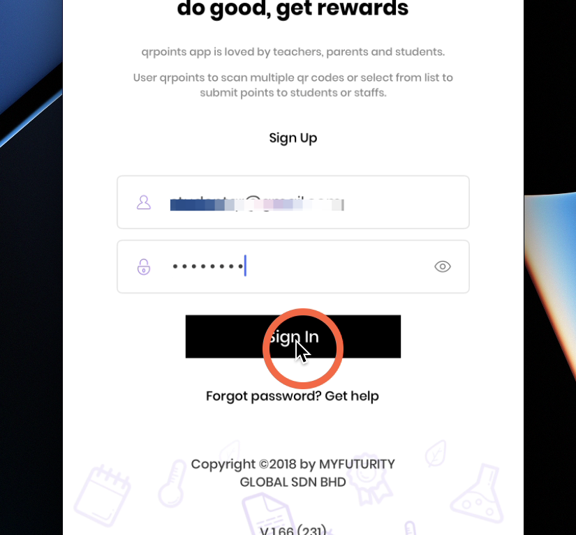 Masukkan e-mel dan 'password' kemudian klik 'Sign in'.