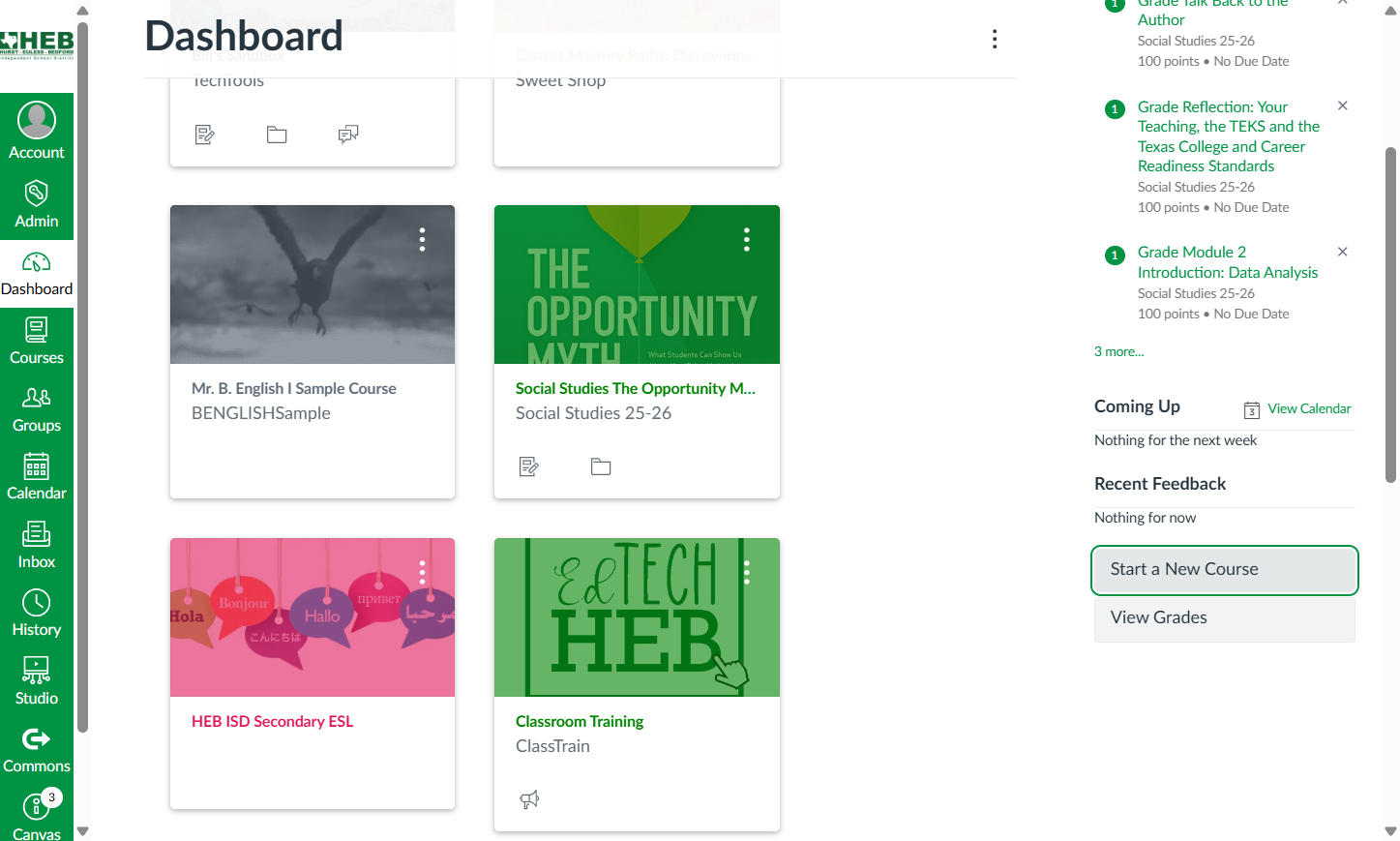 Open Canvas and Click on Start a New Course