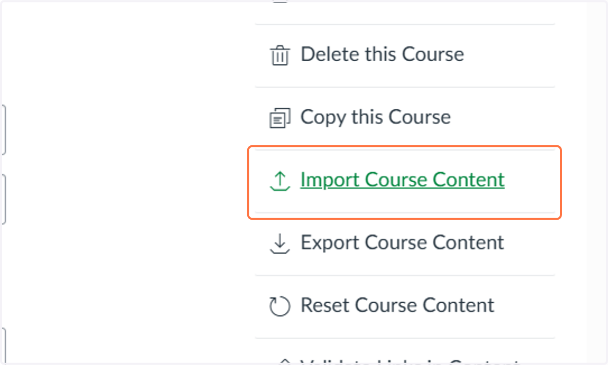 Click on Import Course Content