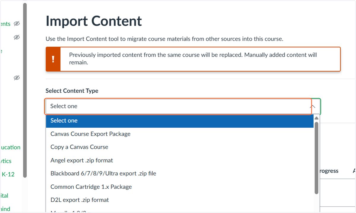 Click on Select Content Type