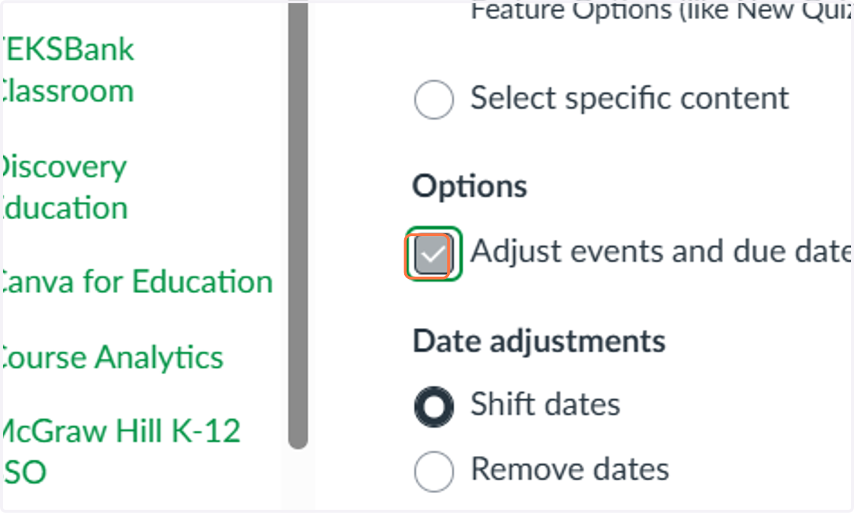 Check Adjust events and due dates