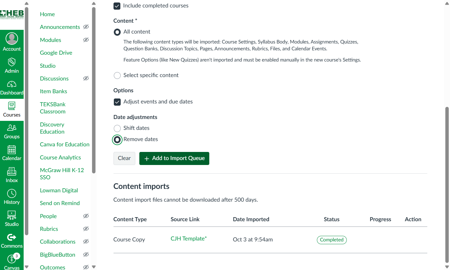 Click on Add to Import Queue