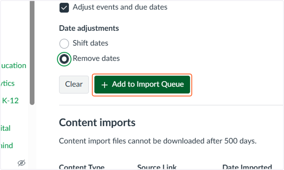 Click on Add to Import Queue