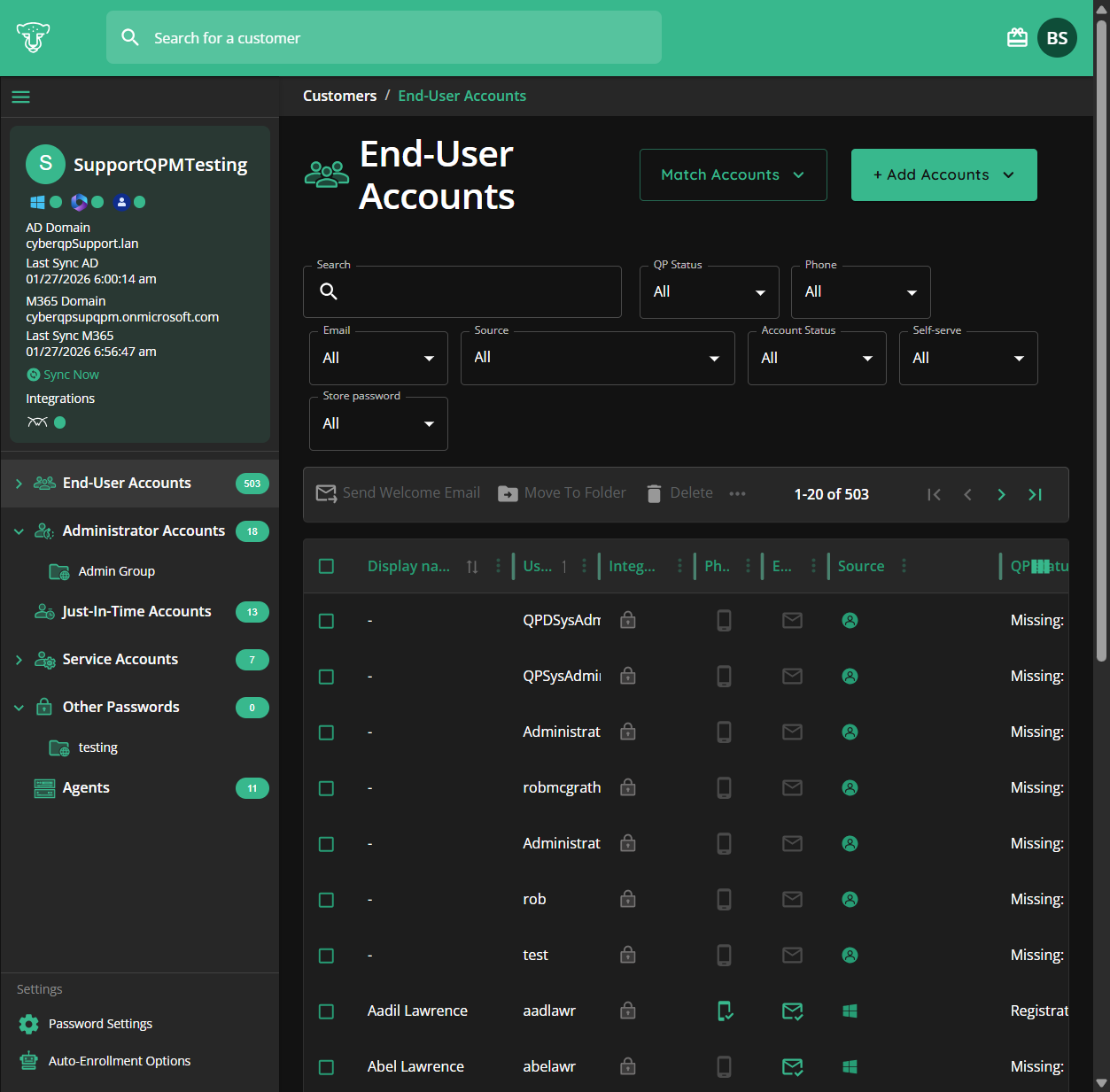 Click on End-User Accounts…
