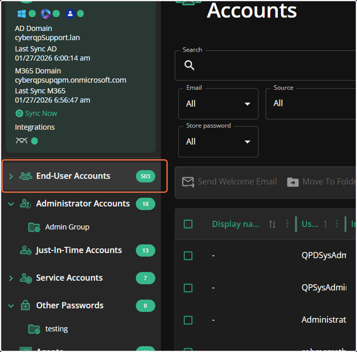 Click on End-User Accounts…